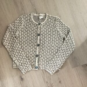 J. Crew Textured Cream and Black Cardigan